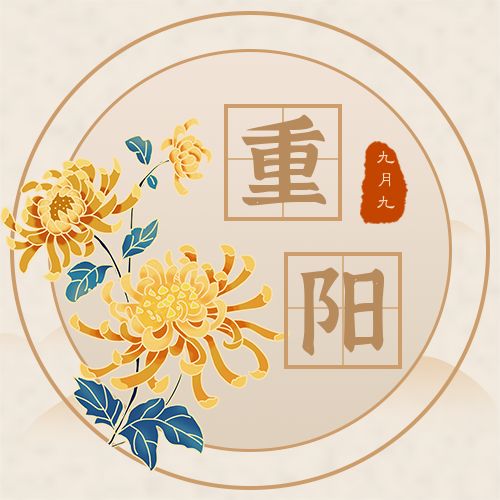 简约中国风手绘菊花重阳节公众号次图