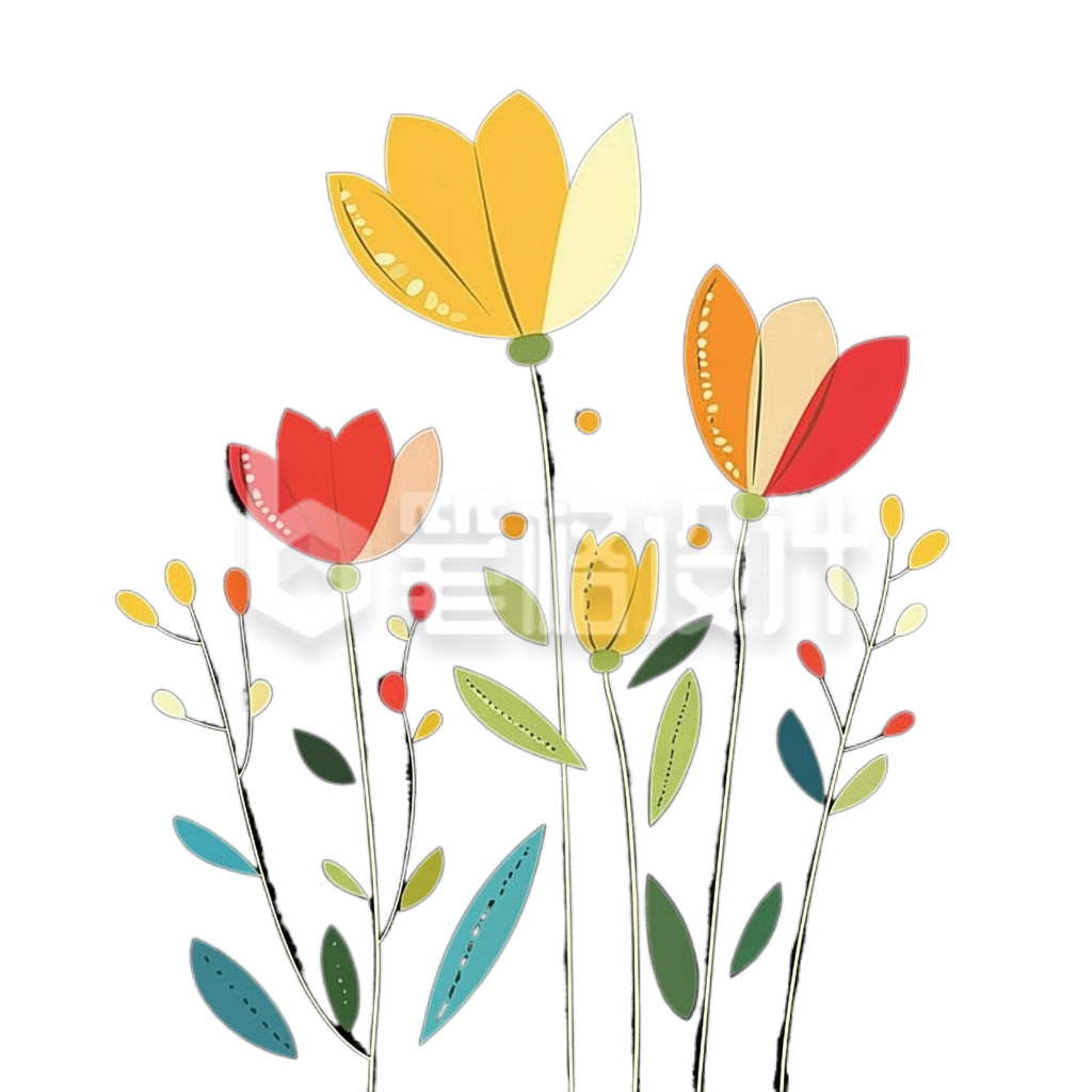 多彩花朵插画
