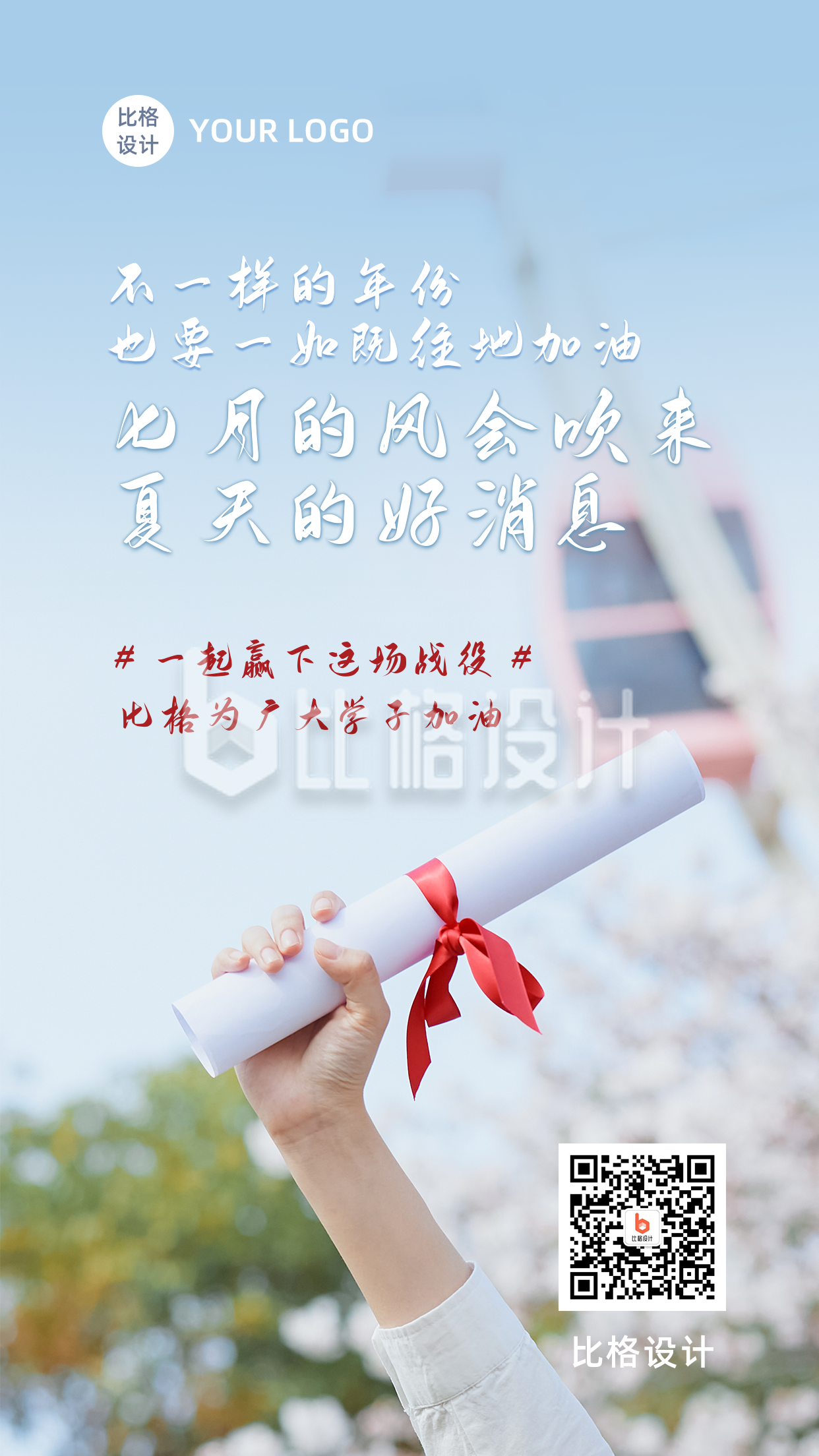 毕业季高考祝福清新文艺手机海报