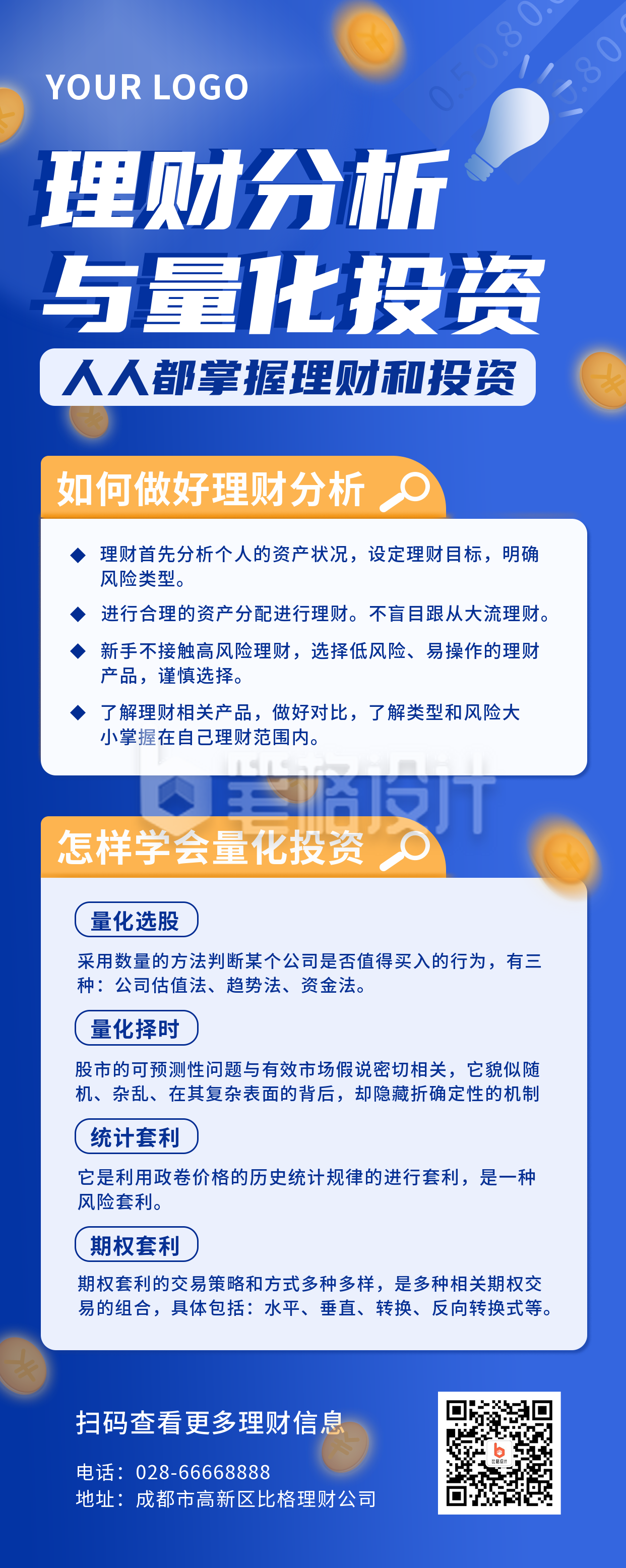 理财分析金融保险科技长图海报