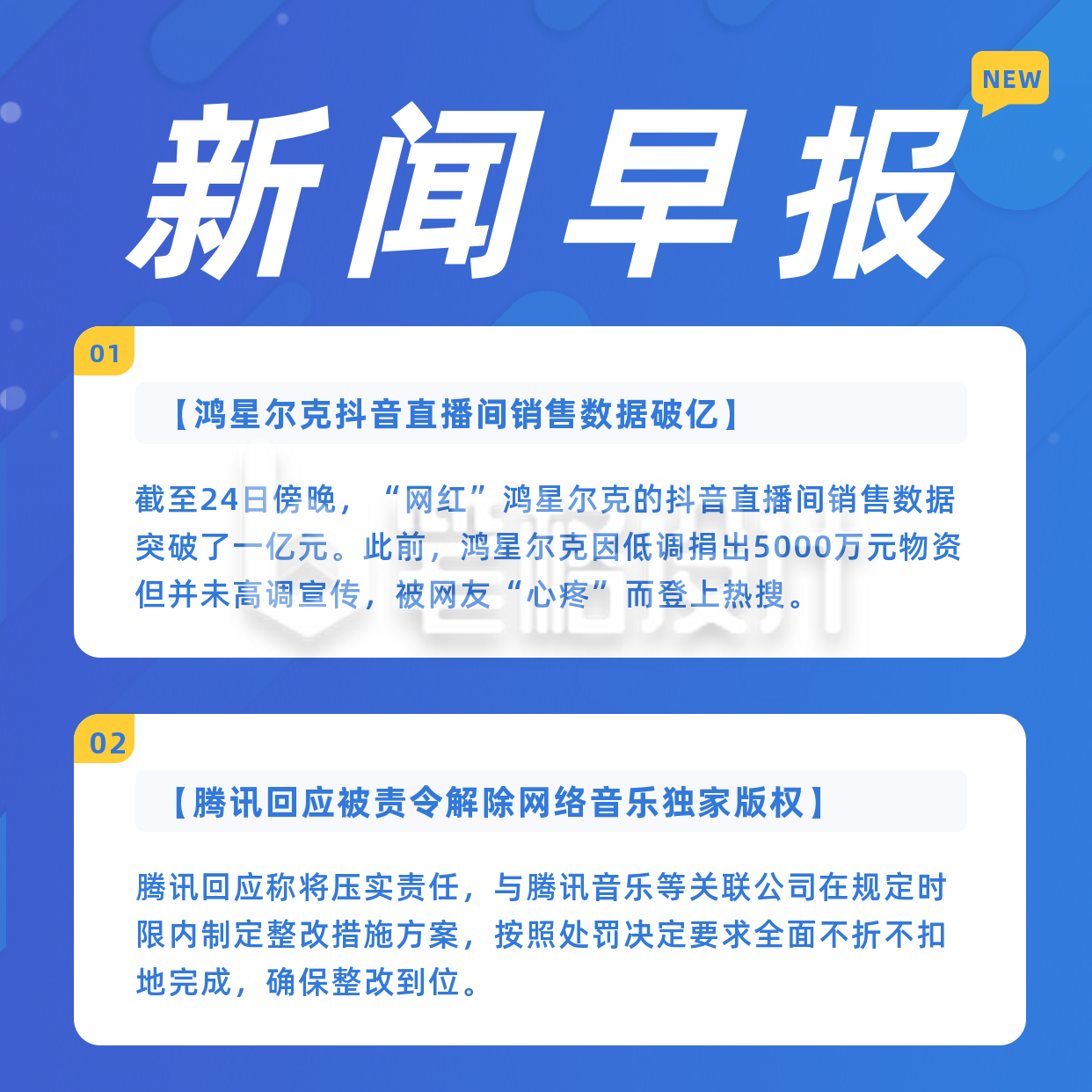 简约新闻早报行业动态方形海报