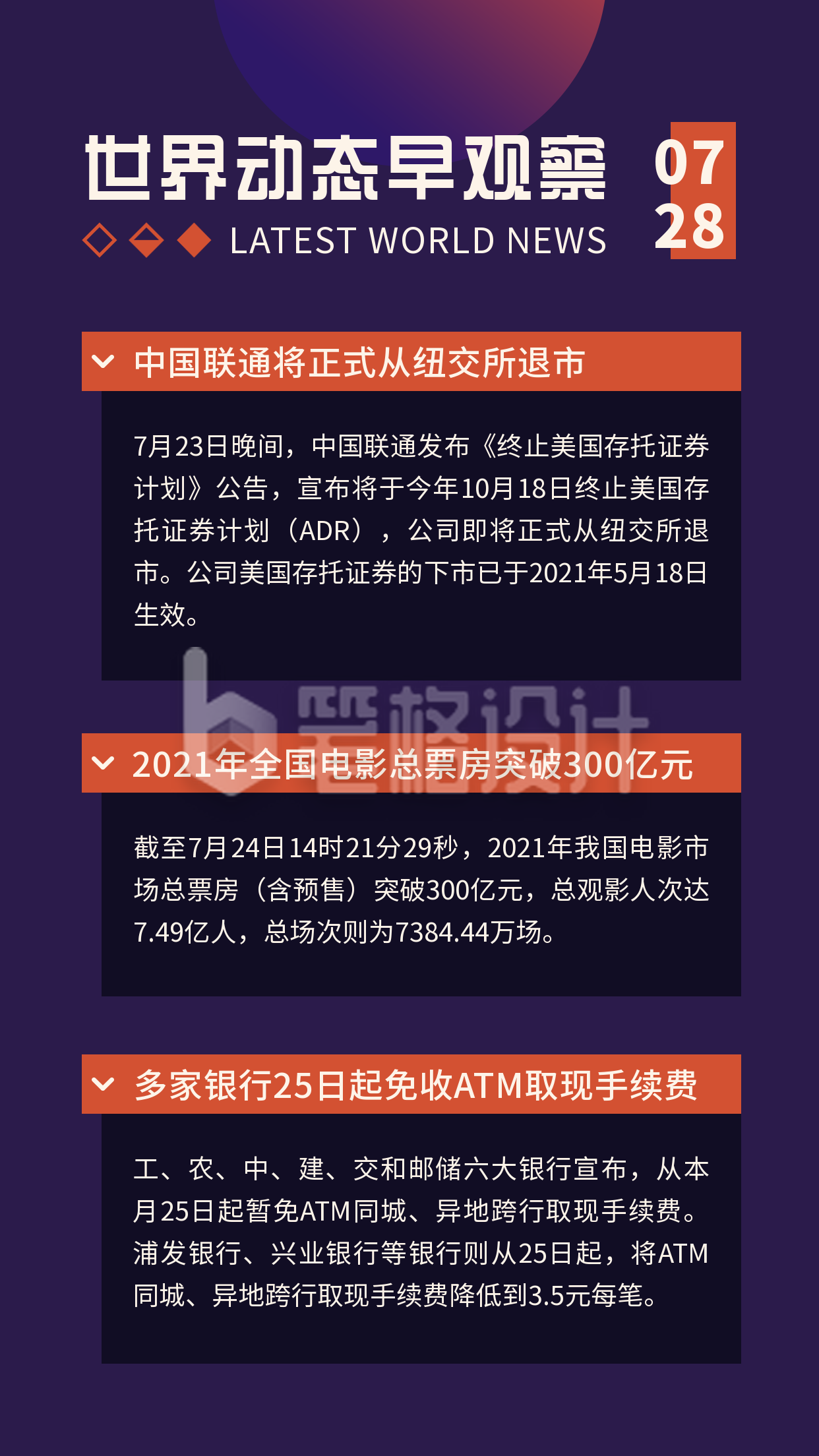 今日要闻电子简报新闻热点简约商务竖版配图