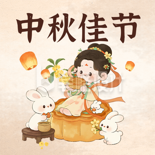 中秋节手绘祝福宣传封面次图