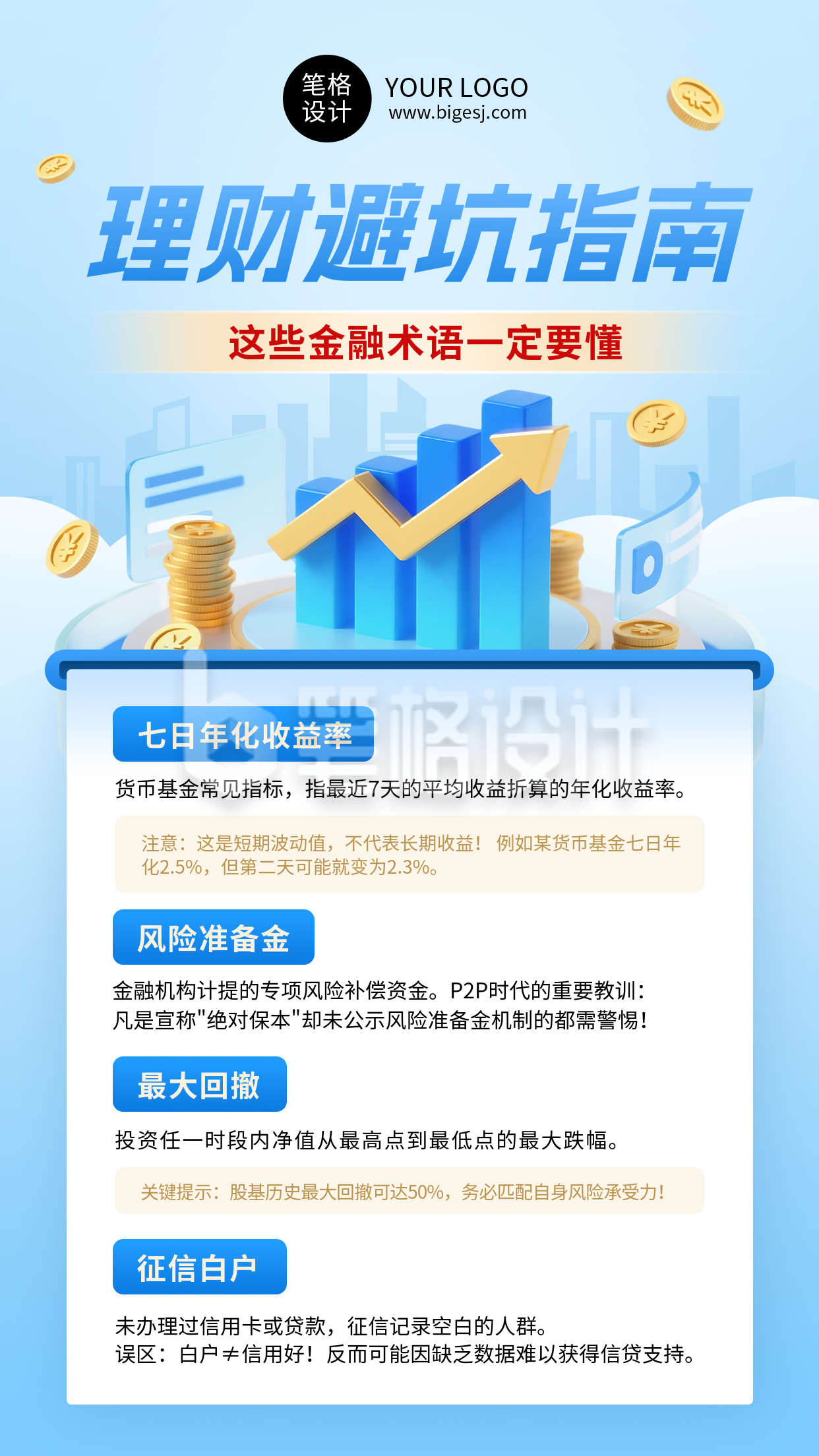 金融知识科普蓝色简约海报 金融知识科普蓝色简约海报