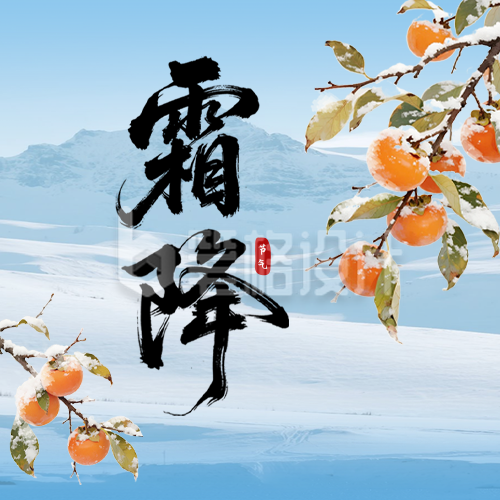 霜降手绘柿子祝福公众号次图