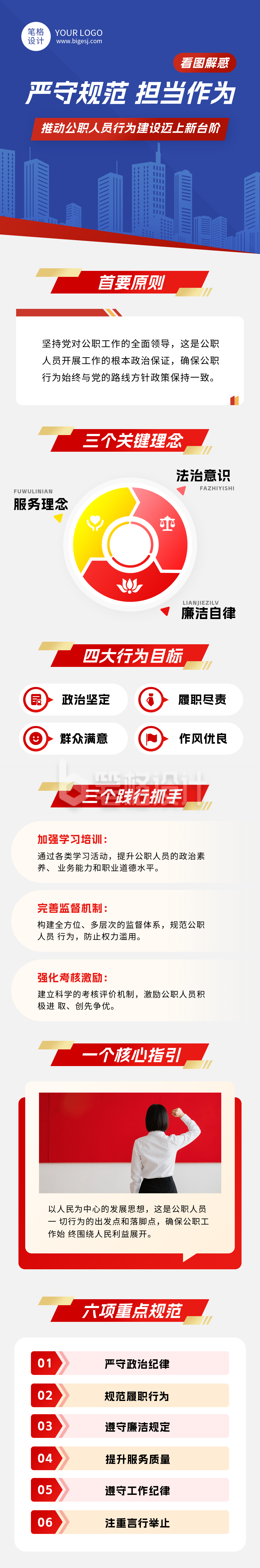 公职人员行为规范简约宣传公众号长图