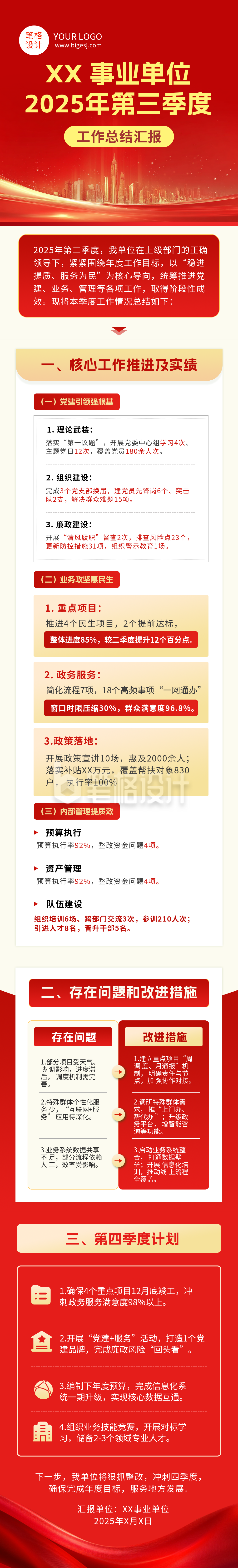 事业单位工作总结汇报党政简约公众号长图