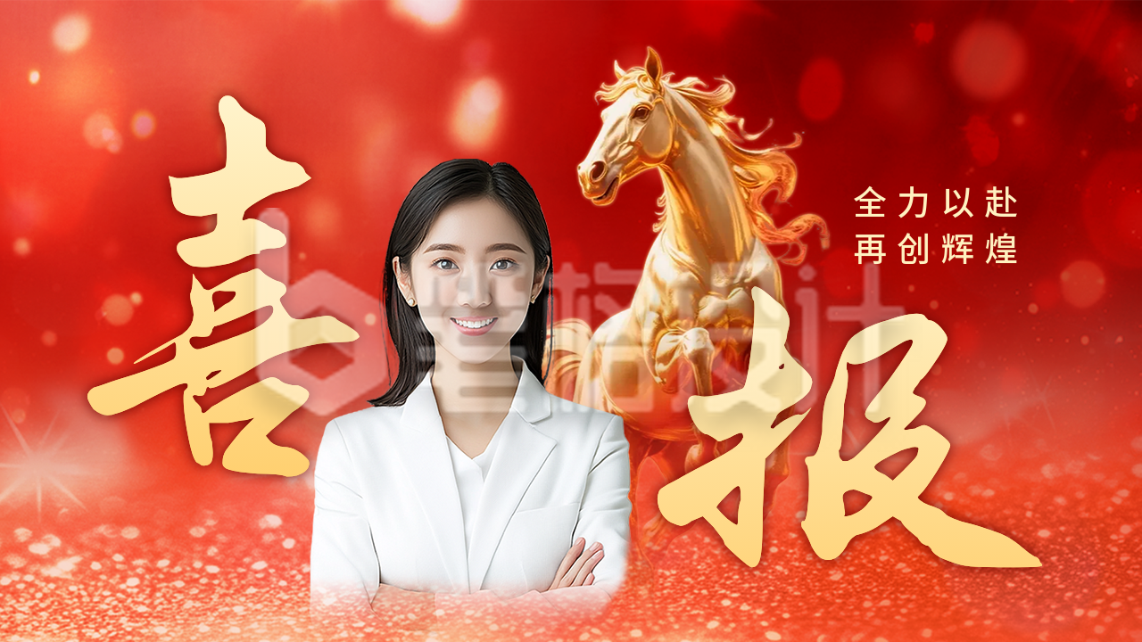 马年开门红喜庆大气商务公众号图文封面