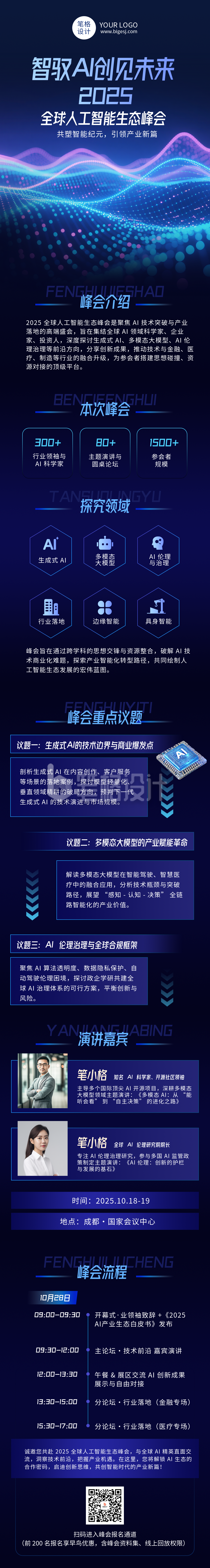 科技峰会活动蓝色公众号长图