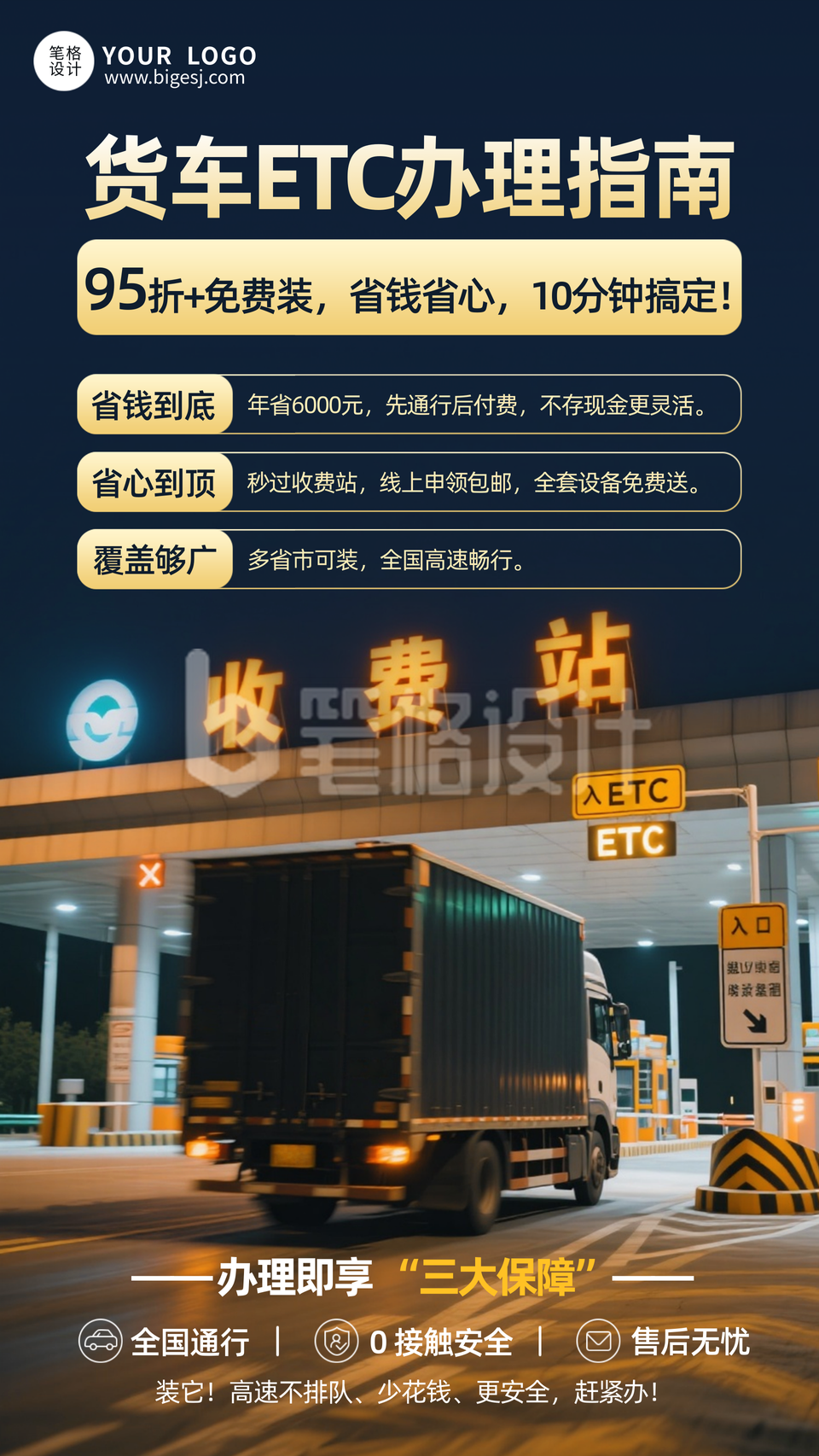 蓝色实景ETC办理宣传海报