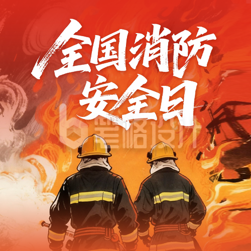 全国消防安全日手绘宣传公众号次图