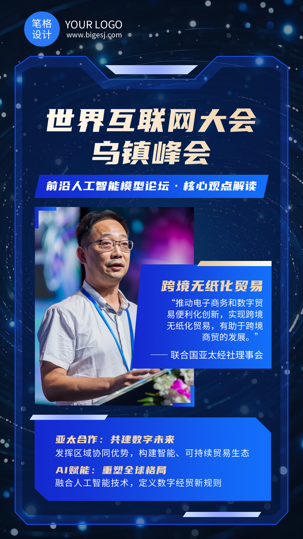 蓝色科技风互联网峰会解读海报