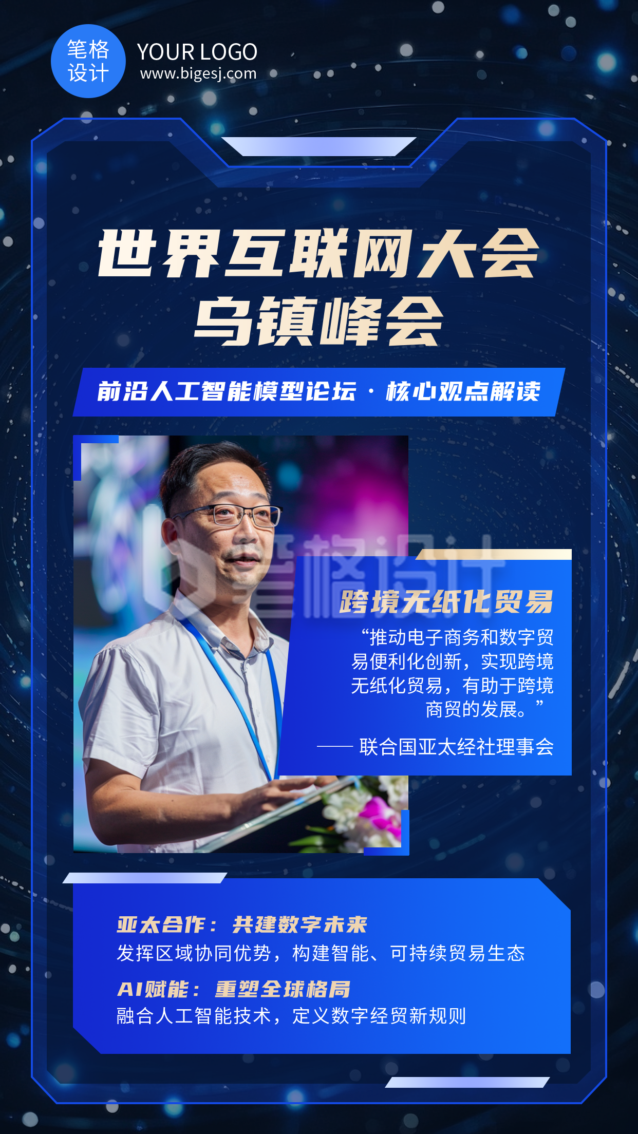 蓝色科技风互联网峰会解读海报