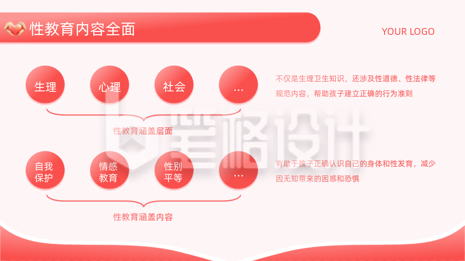 通用粉色商务风关系图PPT单页