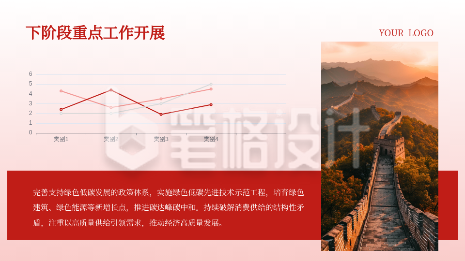 汇报红色党政风图片排版PPT单页