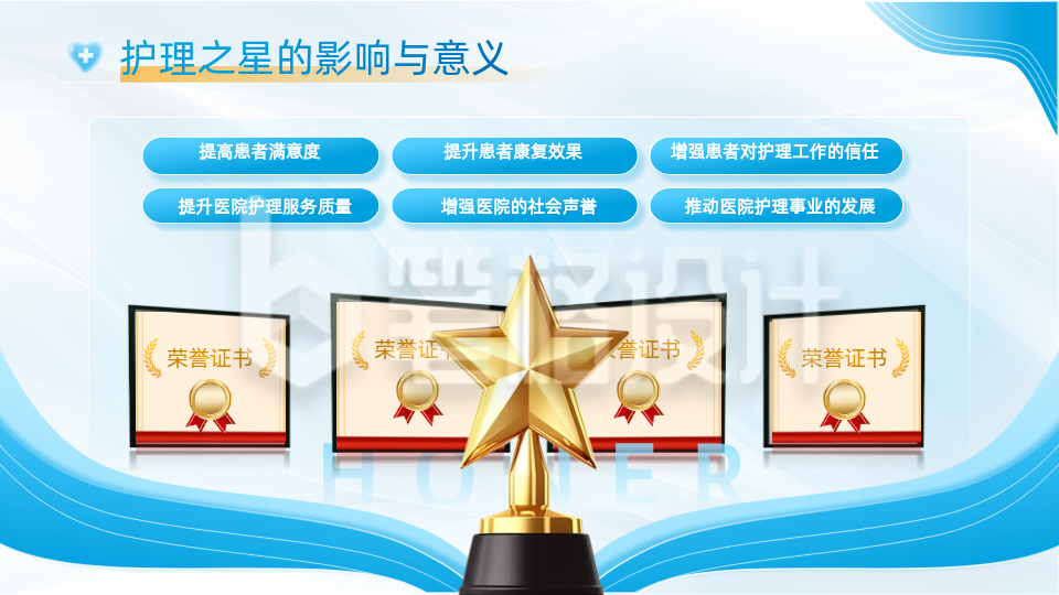 医疗健康蓝色简约风图文排版PPT单页