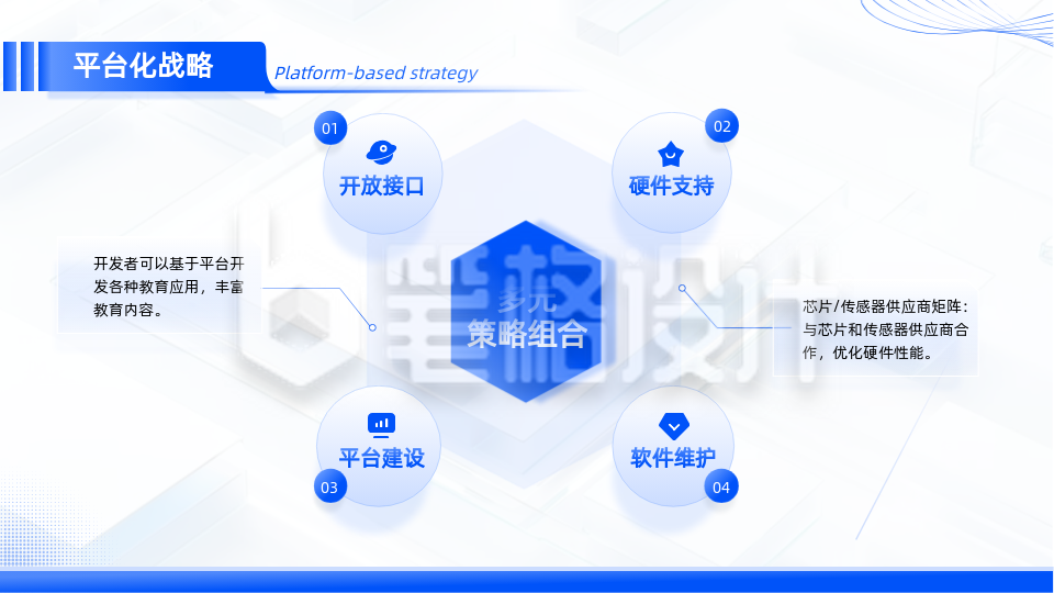 科技蓝色插画风关系图PPT单页