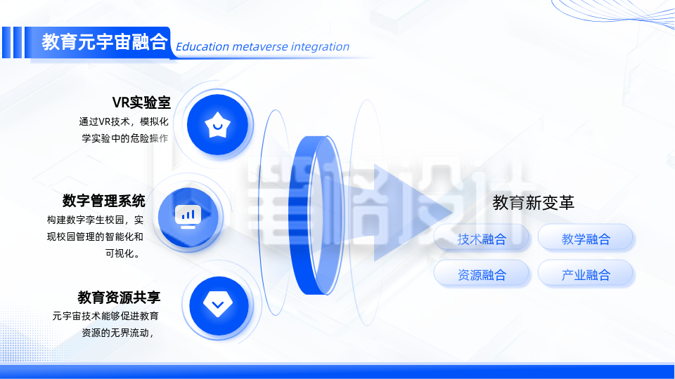 教育工作汇报蓝色插画风关系图PPT单页