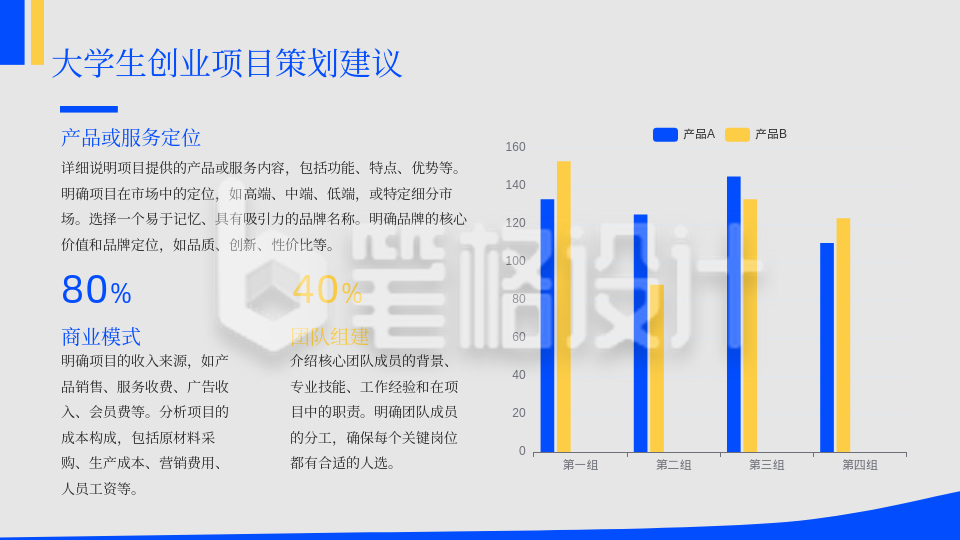 策划方案蓝色学术风关系图PPT单页