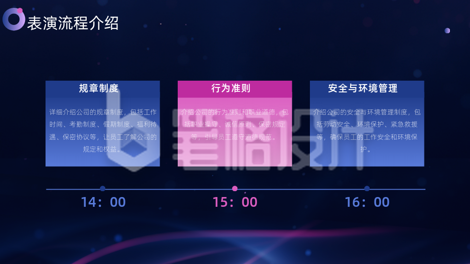 深色渐变三个要点并列关系内容页PPT单页