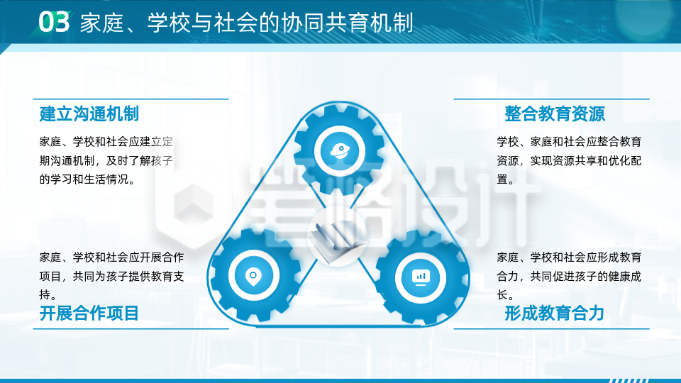 家庭教育培训蓝色商务风图文排版PTT单页
