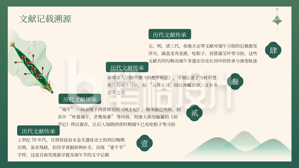 通用绿色中国风关系图PPT单页