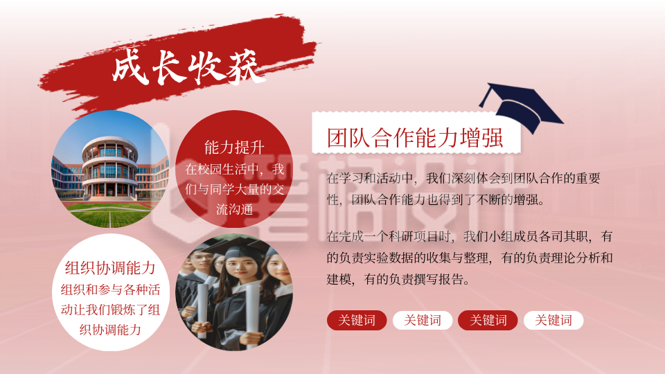 教育培训红色文艺风图文排版PPT单页