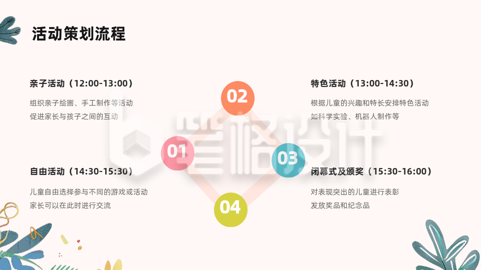 粉色简约活动营销关系图PPT单页