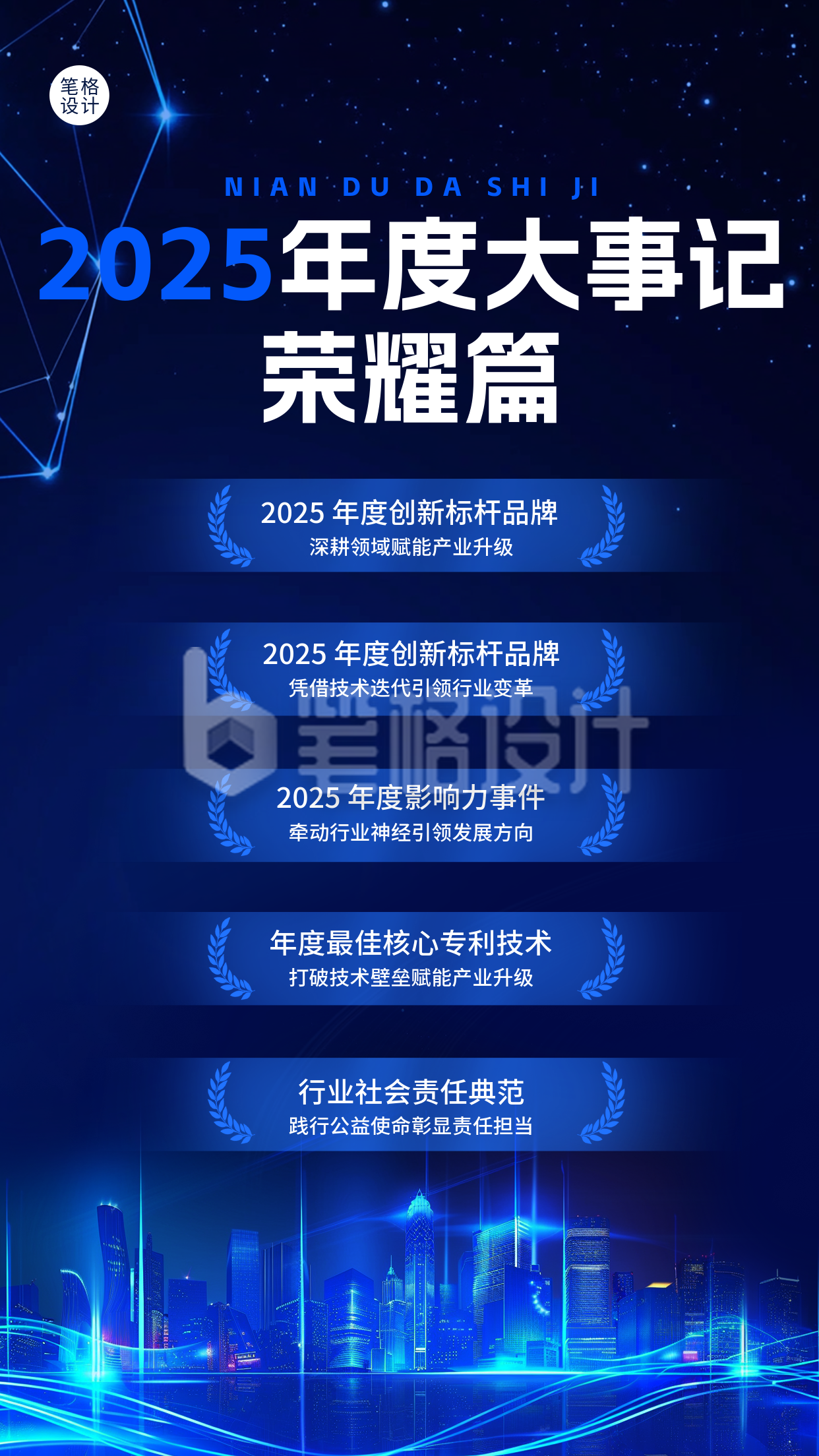 蓝色商务风企业年度回顾海报