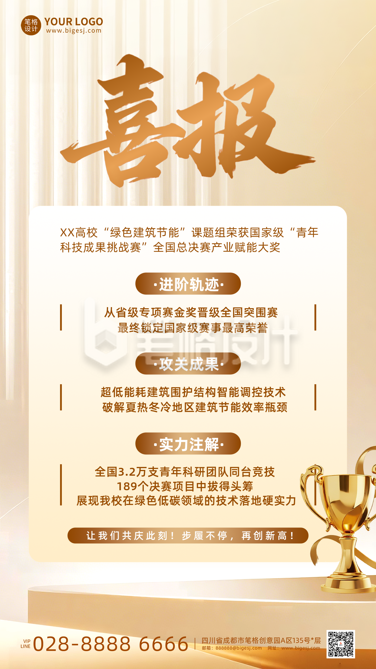 年终获奖喜报手机宣传海报