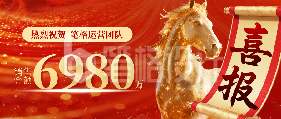 红金色简约团队荣誉喜报公众号首图