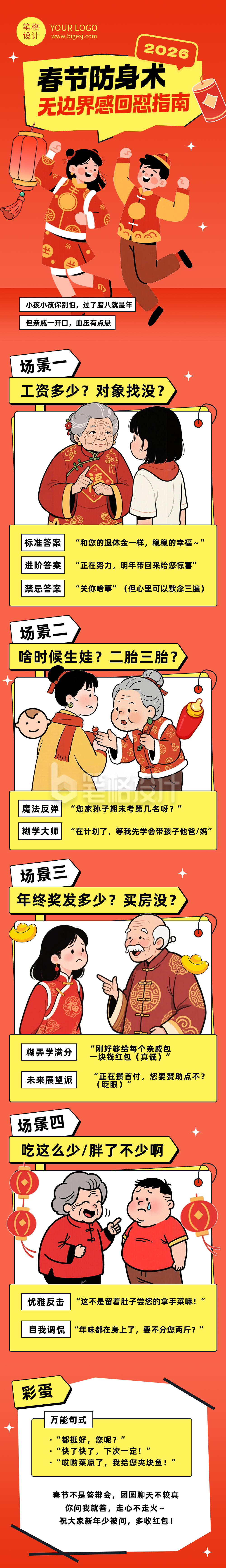 春节无边界感回怼指南趣味公众号长图