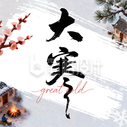 蓝色3D大寒节气宣传祝福公众号次图