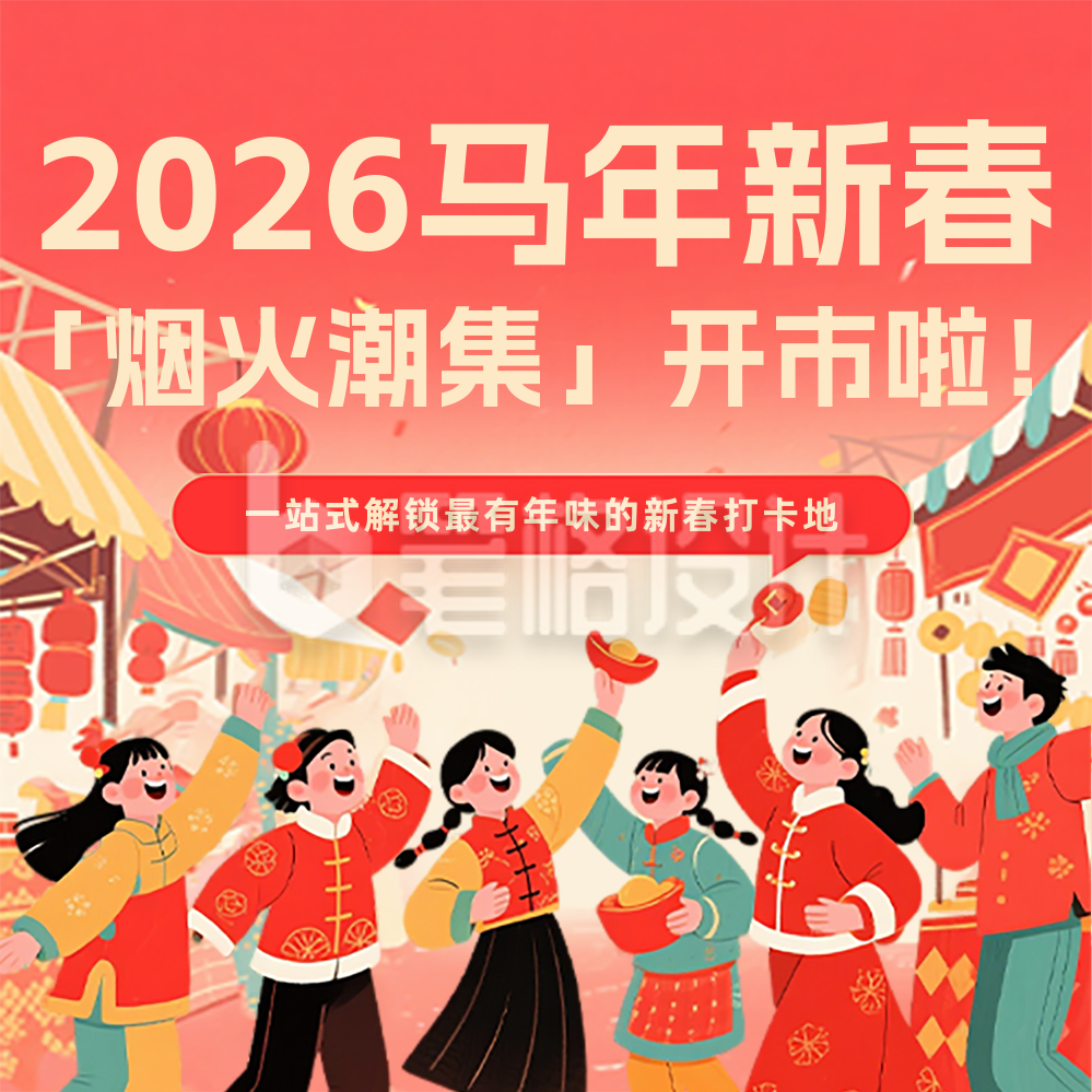 春节市集活动宣传红色简约公众号次图