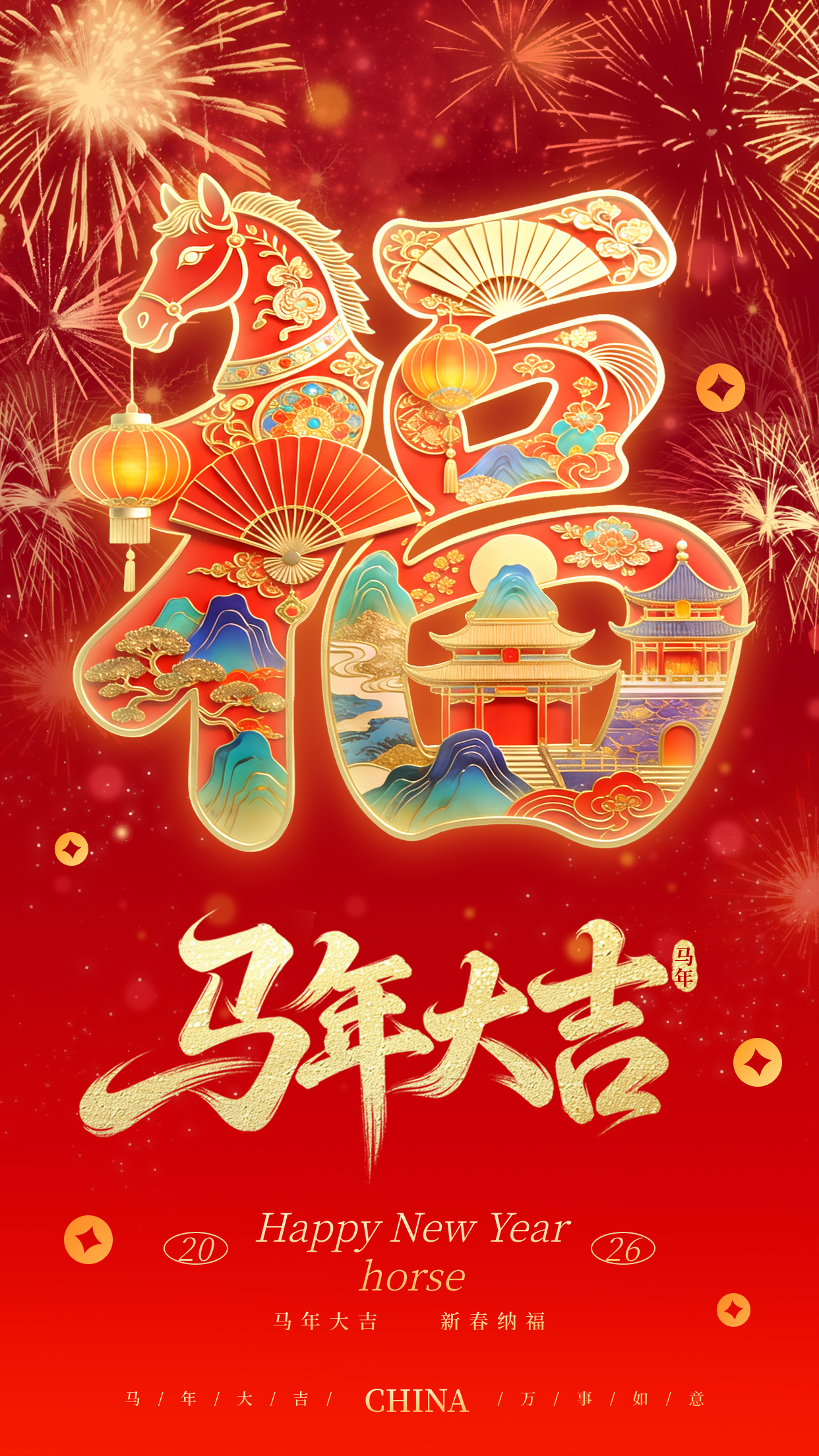 春节喜庆马年祝福宣传海报
