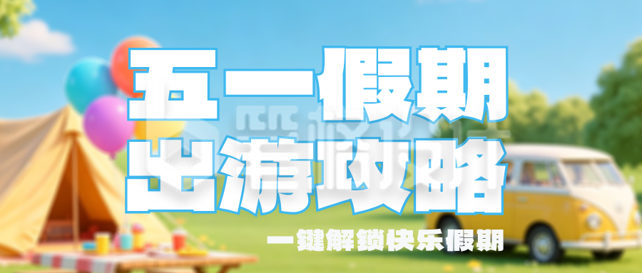 劳动节旅游出行攻略简约公众号首图