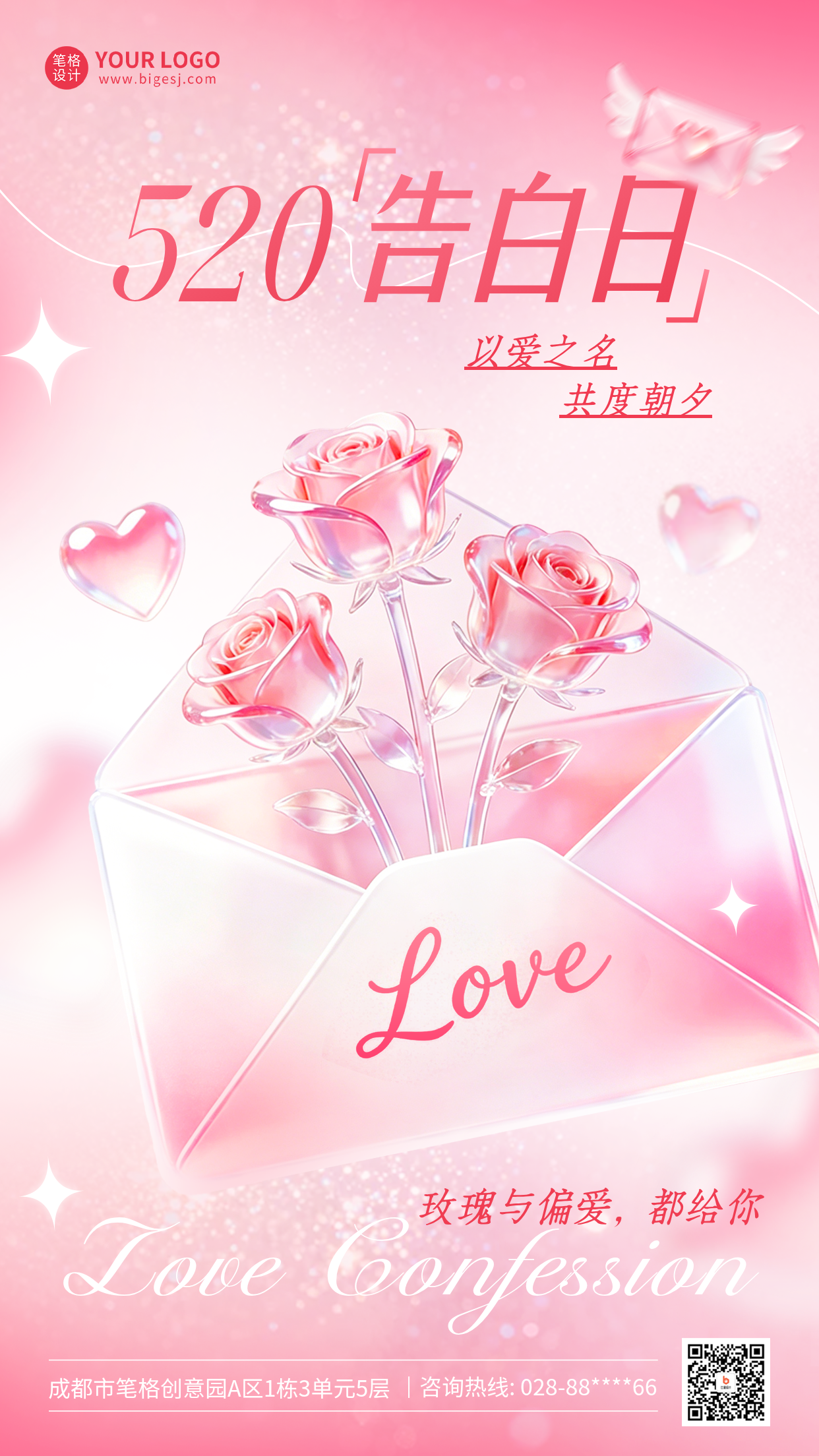 520告白玻璃质感海报