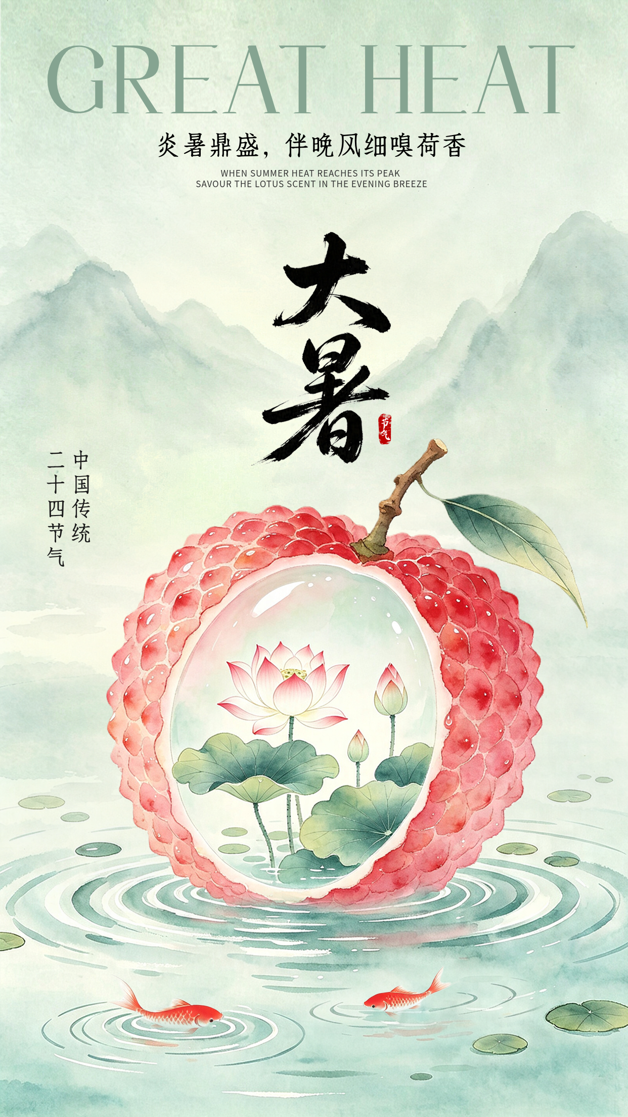 大暑节气创意祝福海报