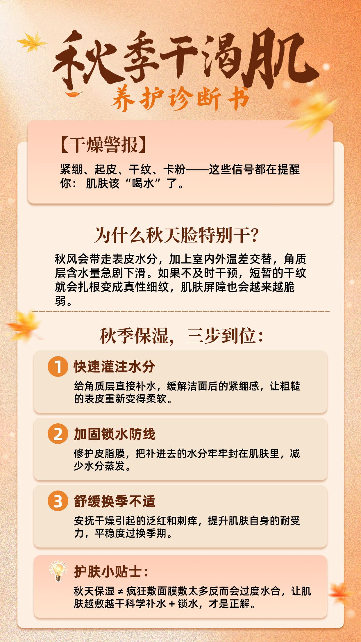 秋季护肤知识科普海报