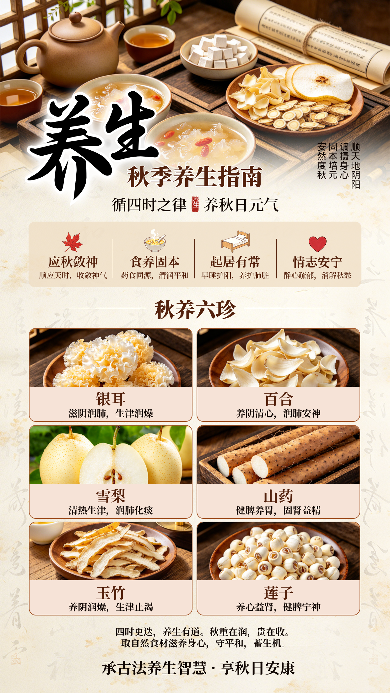 秋季养生知识科普宣传海报