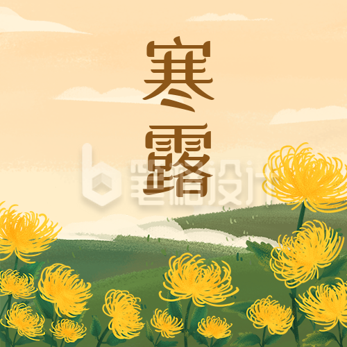 寒露节气赏菊花卡通手绘插画公众号次图