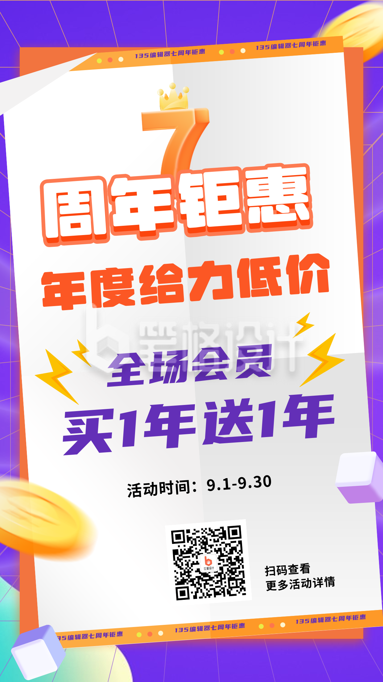 周年庆电商钜惠活动优惠大礼包手机海报