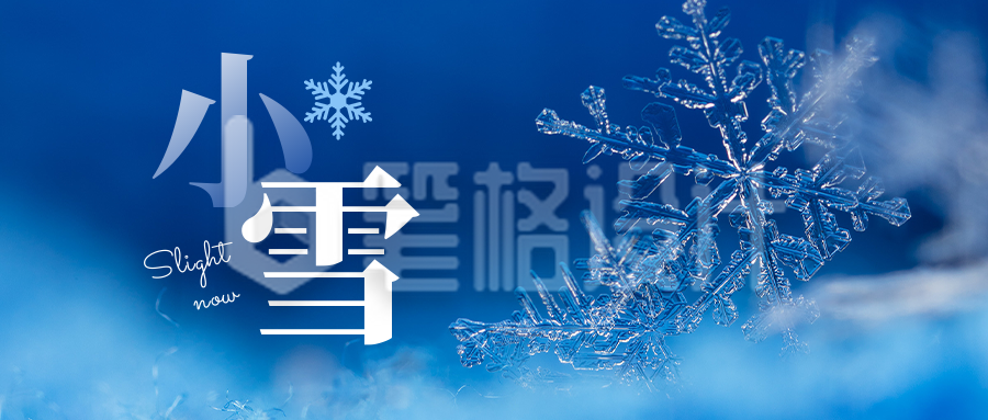 小雪大雪节气冬季雪花特写实景公众号首图