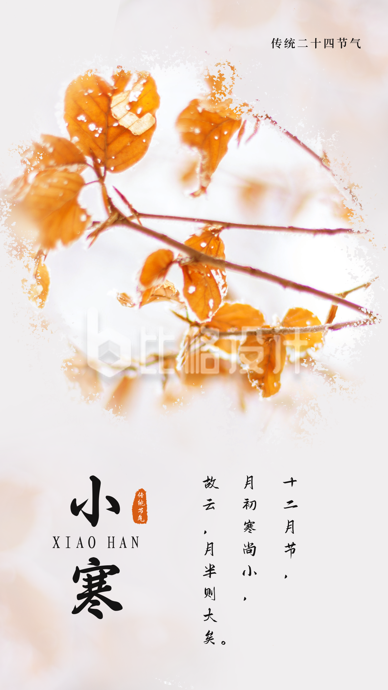 中国传统节气小寒秋季文艺清新竖版配图