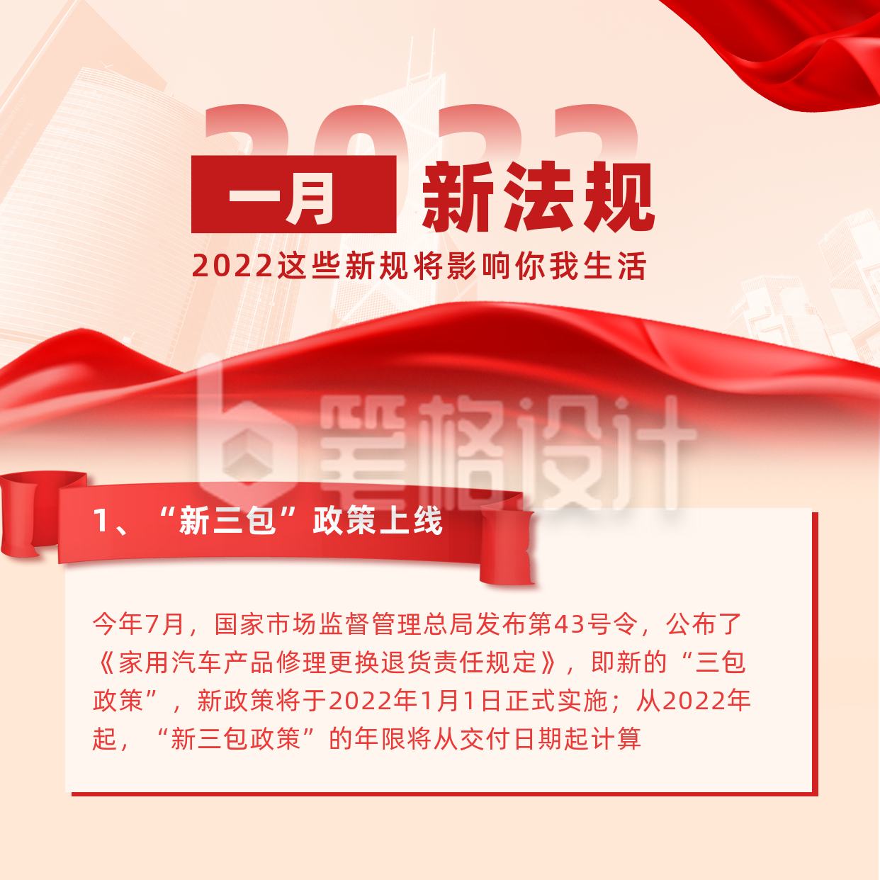 2022新规政策解读方形海报