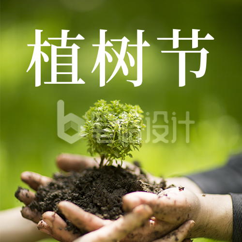 植树节简约实景树苗绿色公众号次图