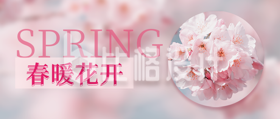 粉色春季春游赏花公众号首图