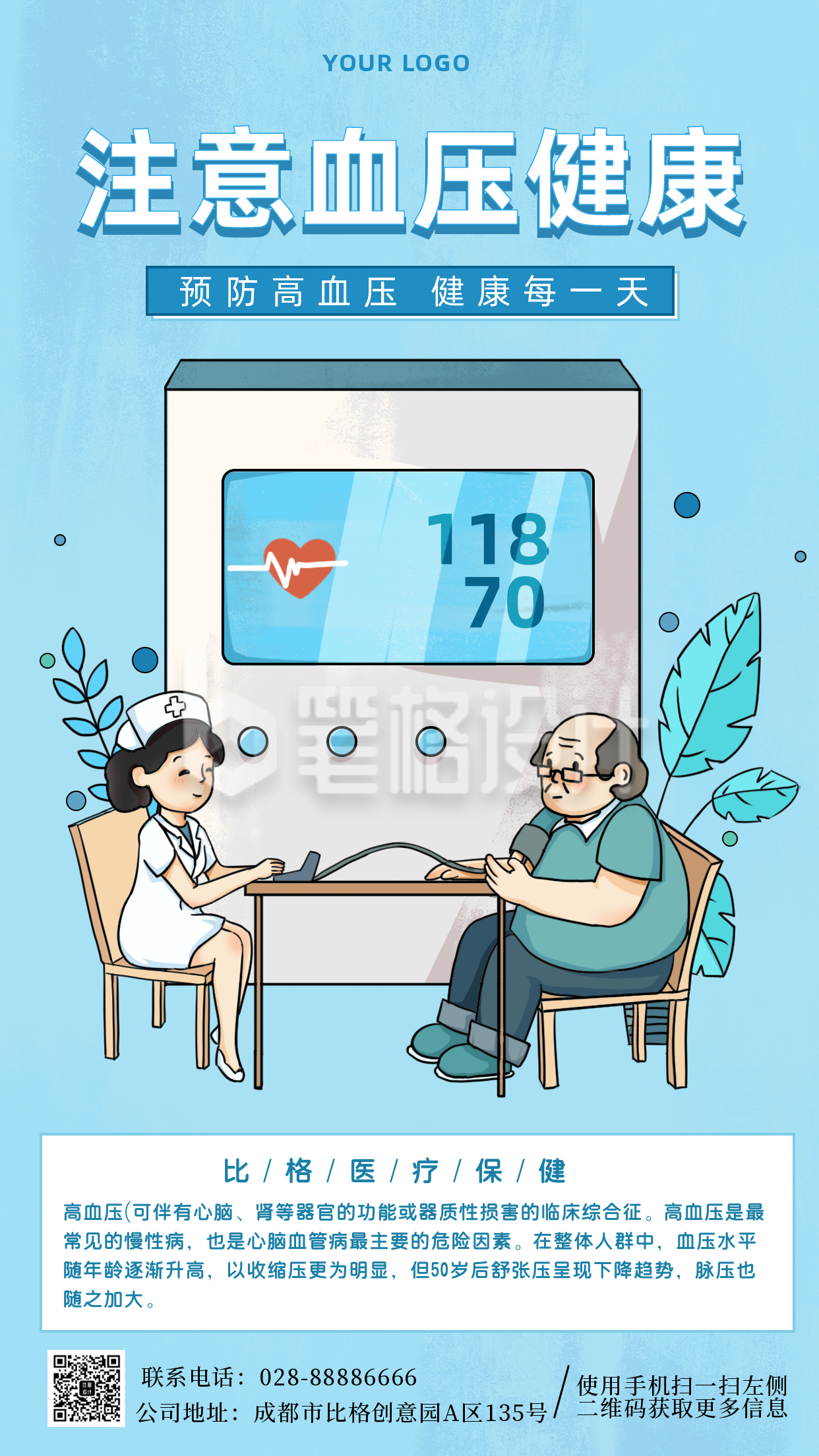 医疗健康体检高血压科普知识手机海报 医疗健康体检高血压科普知识手机海报
