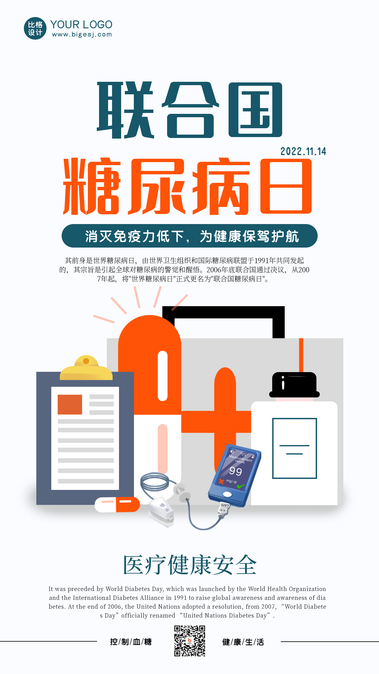 医疗健康体检科普注意事项手机海报