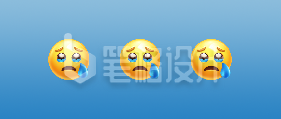 哭泣伤心emoji表情三连公众号封面首图